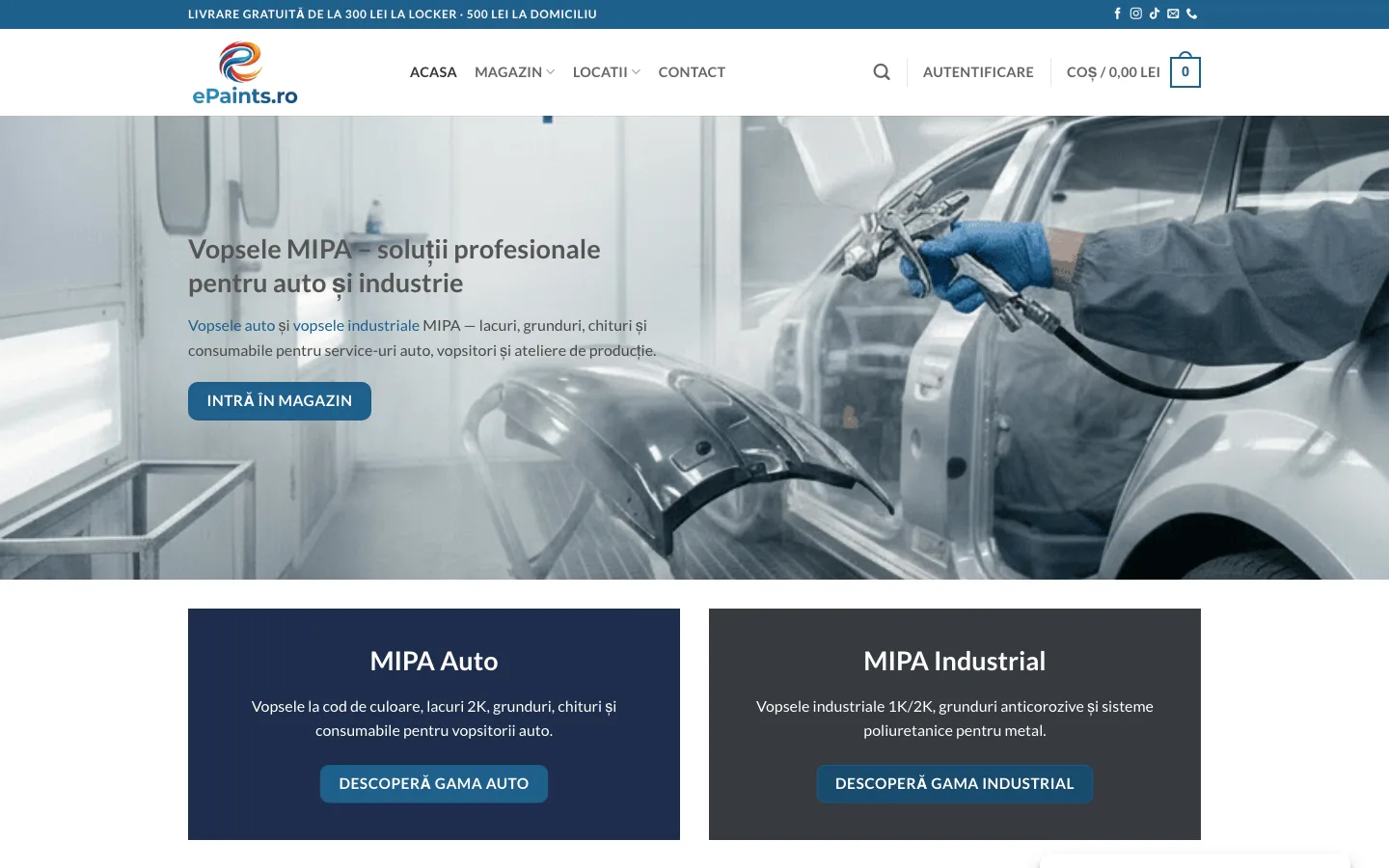 ePaints: Magazin online cu mii de produse MIPA, coduri de culoare și livrare în toată țara