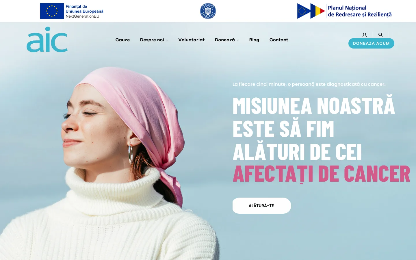 Asociația Împotriva Cancerului (site): Site de prezentare cu formular de 3,5% și donații