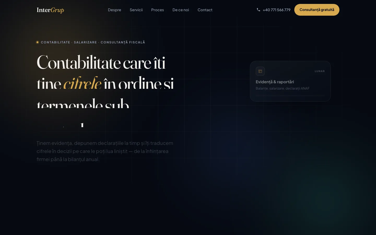 Inter Grup: Site pentru firmă de contabilitate: servicii, e-Factura, declarații ANAF