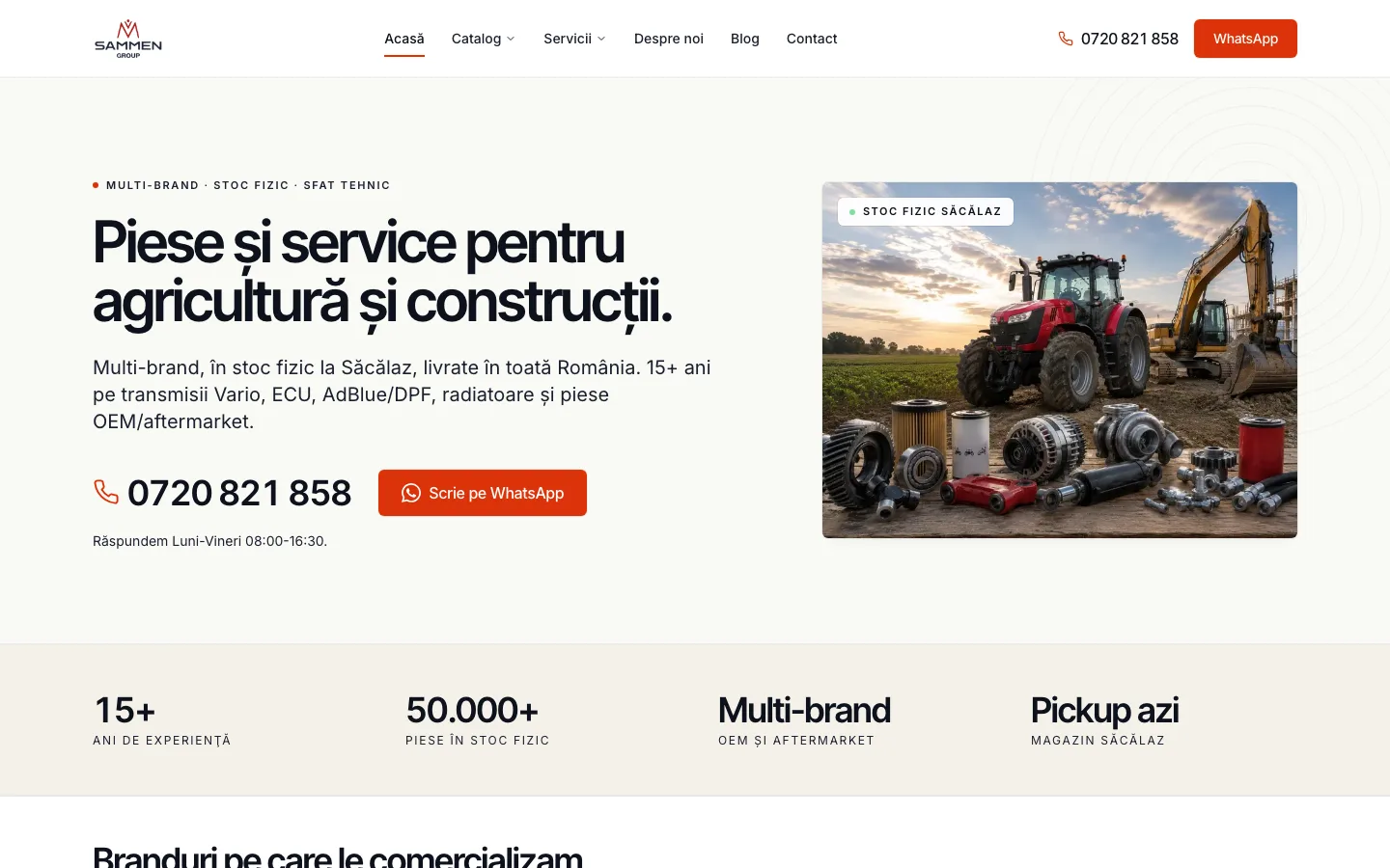 Sammen Group: Site pentru distribuitor multi-brand de piese agricole